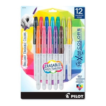 Pilot Pilot FriXion Colors Erasable Stick Marker Pen, 2.5mm, Assorted Ink/Barrel, 12/Set 44155